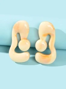 Structured Stud Earrings - Beige - View 3