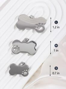 1pc Hollow Out Dog Paw Pattern Bone-Shaped Metal Pet Tag (Not Customizable) Silver Color - Silver - View 3