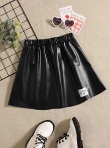 SHEIN 十幾歲女孩字母拼接細節pu皮裙