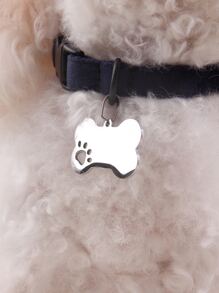 1pc Hollow Out Dog Paw Pattern Bone-Shaped Metal Pet Tag (Not Customizable) Silver Color - Silver - View 5