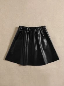 SHEIN 十幾歲女孩字母拼接細節pu皮裙