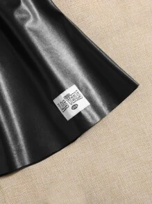 SHEIN 十幾歲女孩字母拼接細節pu皮裙