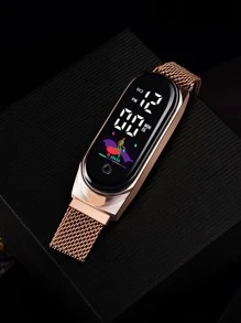 Water Resistant Oval Electronic Watch - Black - View 2