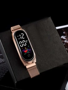 Water Resistant Oval Electronic Watch - Black - View 3