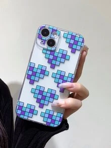 Heart Print Clear Phone Case - Multicolor - View 4