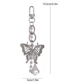 ROMWE Fairycore Accesorio de bolso con diseño de mariposa & de perla artificial - Plateado - Ver 4