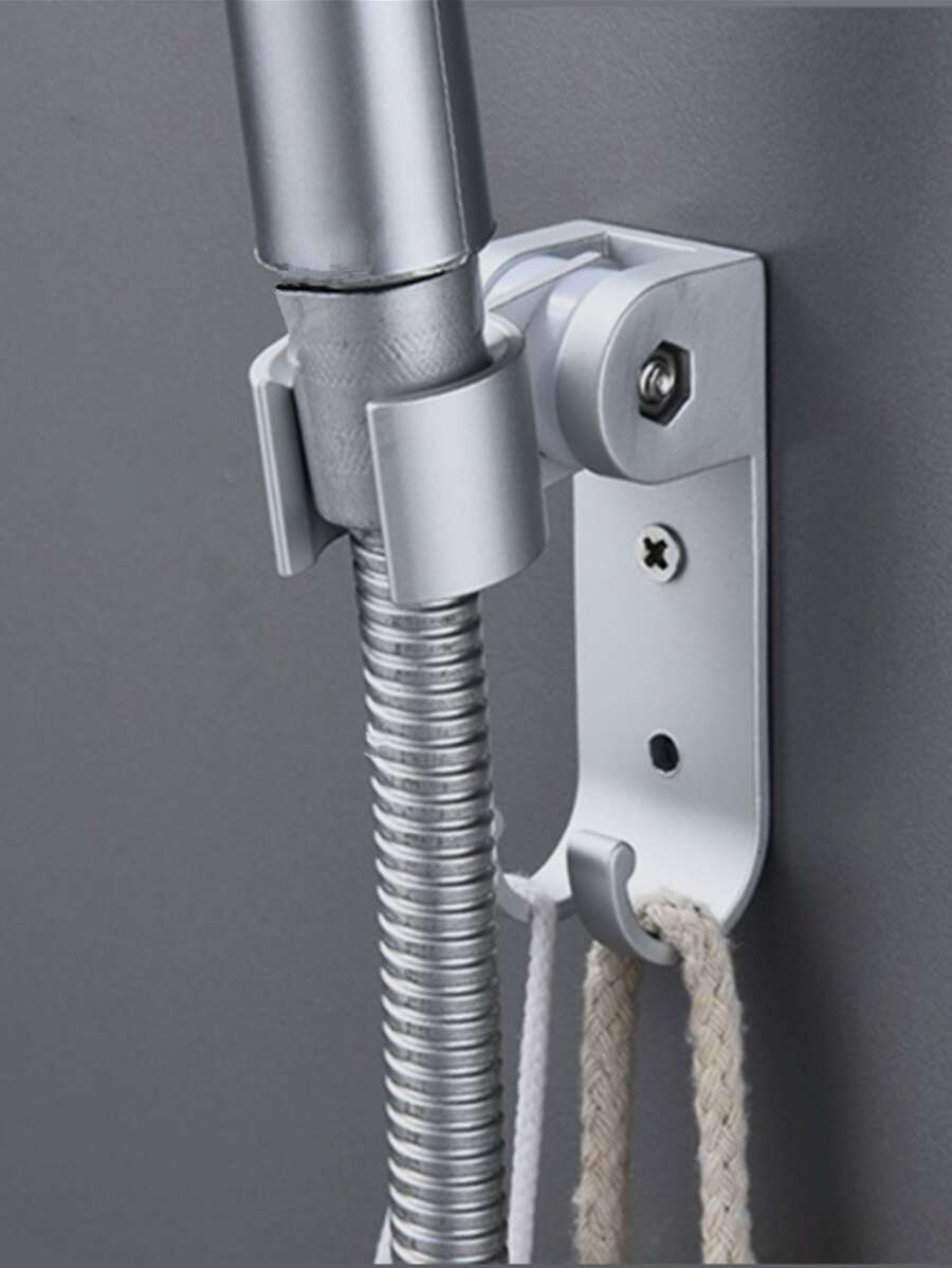 1pc Aluminum Shower Hose Bracket With Rust-Free Material, Bathroom Handheld Nozzle Holder With Hole - Silver - View 1
