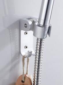 1pc Aluminum Shower Hose Bracket With Rust-Free Material, Bathroom Handheld Nozzle Holder With Hole - Silver - View 2