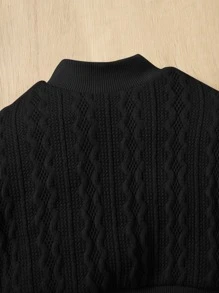 SHEIN Baby Girl Mock Neck Textured Pullover & Skirt - Black - View 3