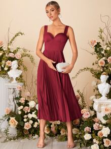 SHEIN Belle 百褶緊身上衣吊帶裙伴娘禮服