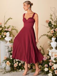 SHEIN Belle 百褶緊身上衣吊帶裙伴娘禮服