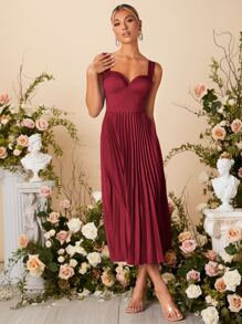 SHEIN Belle 百褶緊身上衣吊帶裙伴娘禮服