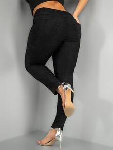 Apperloth A Plus Crocodile Pattern Stretch PU Leather Skinny Pants With Pockets, For Winter