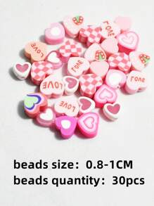 Yiwu Qiyou Accessories Co., LTD 30 hạt chữ cái acrylic màu hồng, kích thước 8-10mm, trộn ngẫu nhiên, thích hợp để làm vòng tay, quả cầu hình trái tim, vòng cổ, dây chuyền điện thoại, v.v. - Hồng - Xem 5