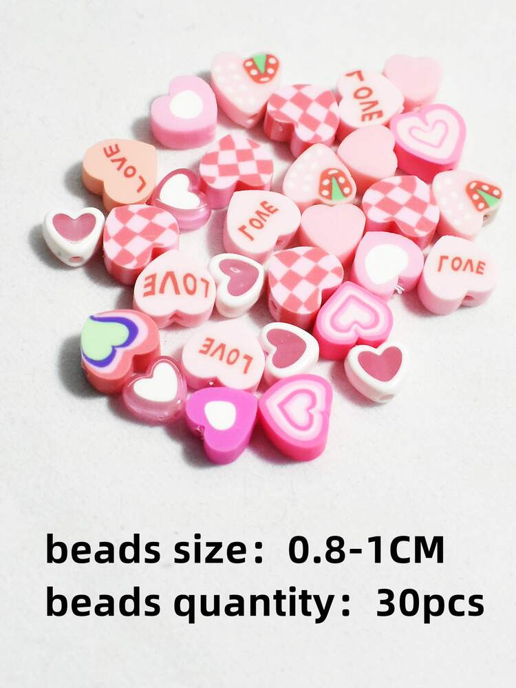 Yiwu Qiyou Accessories Co., LTD 30颗/包 8-10mm 粉色亚克力字母珠，随机混合，适合制作手链、心形球、项链、手机链等。 - 粉色 - 查看 5