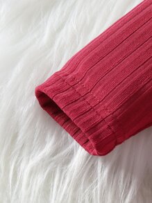 Em bé Viền Ruffle Ngủ Áo liền quần chặt & Quần có chân - Màu Đỏ Sâu - Xem 3