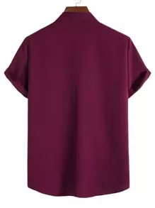 Manfinity Homme Men Solid Button Up Shirt - Burgundy - View 2