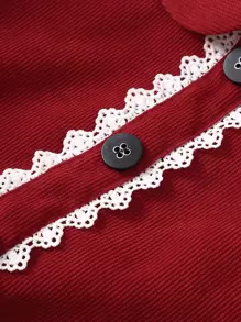 女孩娃娃領泡泡袖繫腰帶洋裝