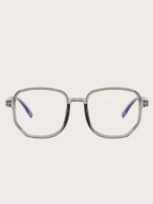 1pc Women's Fashionable Polygon Clear Optical Glasses, Black Color, Suitable For Daily Use, Computer, Phone, Reading, Gaming - Light Grey - View 2