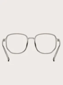 1pc Women's Fashionable Polygon Clear Optical Glasses, Black Color, Suitable For Daily Use, Computer, Phone, Reading, Gaming - Light Grey - View 3