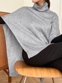 DAZY Abrigo capa cuello vuelto bajo asimétrico - Gris - Ver 7