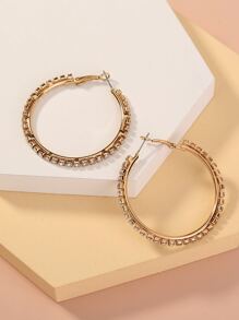 Pendientes de aro con diseño de diamante de imitación - Amarillo Oro - Ver 2