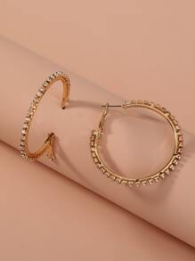 Pendientes de aro con diseño de diamante de imitación - Amarillo Oro - Ver 5