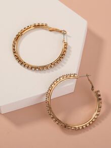 Pendientes de aro con diseño de diamante de imitación - Amarillo Oro - Ver 6