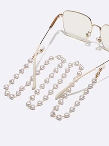 Lanț de ochelari cu decorare inimă de perle artificiale - Aur - Vizualizare 1
