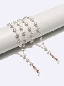 Lanț de ochelari cu decorare inimă de perle artificiale - Aur - Vizualizare 2