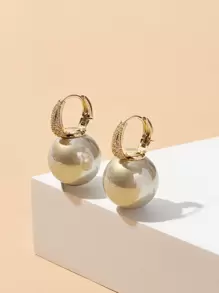 Andkiss 人造珍珠和鑽石裝飾耳環 - 香檳色 - 查看 2