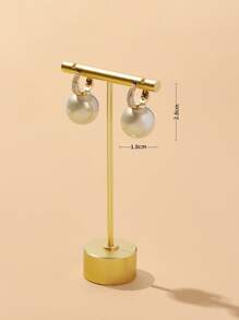 Andkiss 人造珍珠和鑽石裝飾耳環 - 香檳色 - 查看 4