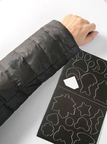 1入組羽絨服破洞貼佈黑色自粘服裝貼佈 - 黑色 - 查看 1