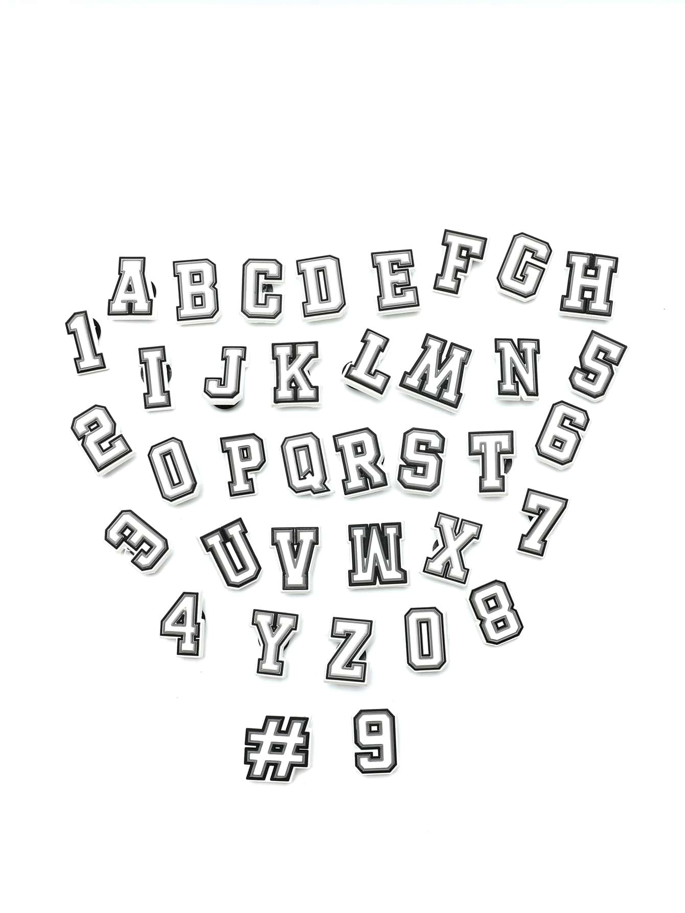 37 chiếc Trang trí giày có khóa trang trí chữ đen trắng, trang trí giày sành điệu cho guốc - Đen và trắng - Xem 1