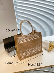 Túi mua sắm họa tiết hình học thêu cho công việc/đi làm/đi làm/văn phòngTúi đi học, ba lô trở lại trường, túi đi học, ba lô trở lại trường, thích hợp cho nữ sinh trung học, sinh viên đại học, hoàn hảo cho trở lại trường, đại học, trung học cơ sở, trung học phổ thông, ngoài trời, du lịch, đi chơi - Màu Khaki - Xem 4