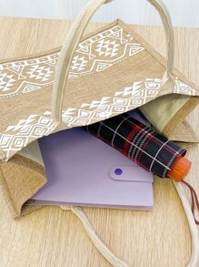 Túi mua sắm họa tiết hình học thêu cho công việc/đi làm/đi làm/văn phòngTúi đi học, ba lô trở lại trường, túi đi học, ba lô trở lại trường, thích hợp cho nữ sinh trung học, sinh viên đại học, hoàn hảo cho trở lại trường, đại học, trung học cơ sở, trung học phổ thông, ngoài trời, du lịch, đi chơi - Màu Khaki - Xem 6