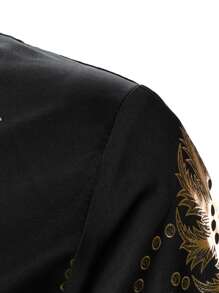 Hombres Camisa estampado dorado - Negro - Ver 4