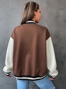 SHEIN Unity Letter Graphic Varsity Jacket - Multicolor - View 2