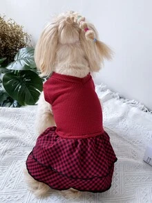 Plaid Print Pet Dress - Multicolor - View 3