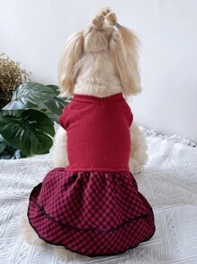Plaid Print Pet Dress - Multicolor - View 5