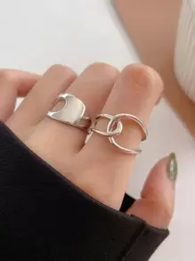 2pcs Hollow Out Ring - Silver - View 1