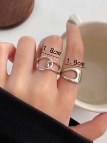2pcs Hollow Out Ring - Silver - View 4