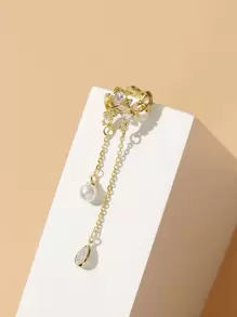 Andkiss 1pc Rhinestone & Faux Pearl Decor Ear Cuff - Yellow Gold - View 3