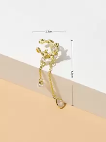 Andkiss 1pc Rhinestone & Faux Pearl Decor Ear Cuff - Yellow Gold - View 4