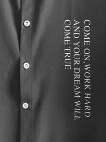 Manfinity Homme Bộ hai mảnh Nam Dây kéo Slogan Giải trí - Màu xám đen - Xem 5