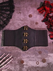 Elegant Metal Decor Corset Belt-Travel Beach Belt For Women Halloween Waist Trainer Accessories For Ladies For Dress Western Cowboy Cowgirl Country Wear Vintage Black Belt Women Corset Belt For Dress, Waist Trainer Waist-Shaping For Waist Slimming And Tummy Control - Black - View 4