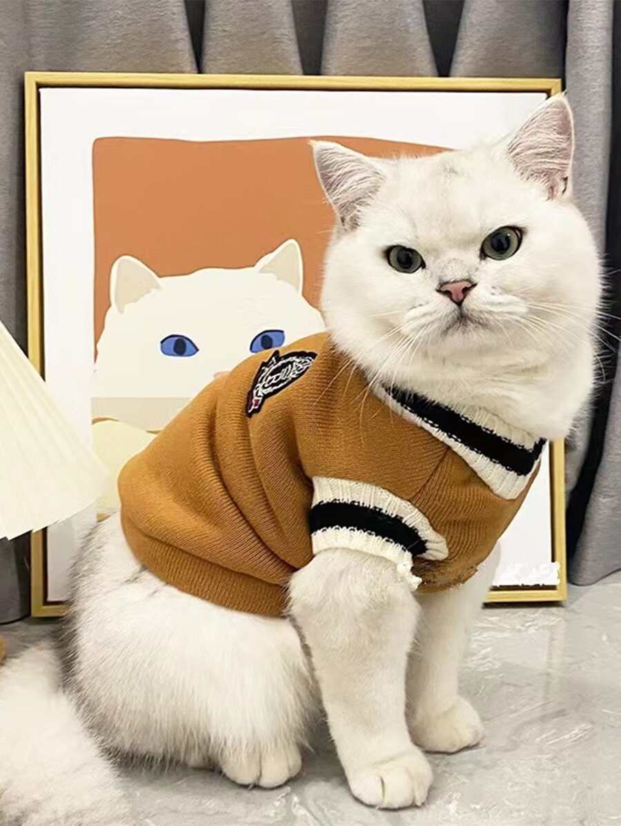 1pc Striped Print Pet Sweater