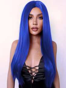 Long Straight Synthetic Wig - Royal Blue - View 4