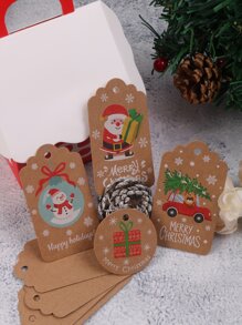 50 cái Giáng sinh In Quà Tặng Thẻ Gói & 1 Cuộn Dây Gai - Nhiều màu - Xem 2