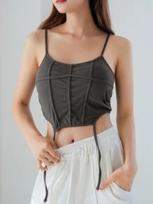 DAZY Sujetador tejido de canalé con liga - Gris Oscuro - Ver 3